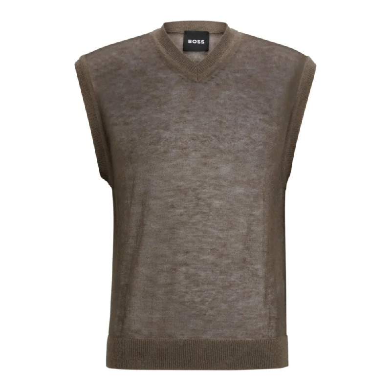 Comfortable Lounge Wear Regular-fit sleeveless sweater in a translucent knit