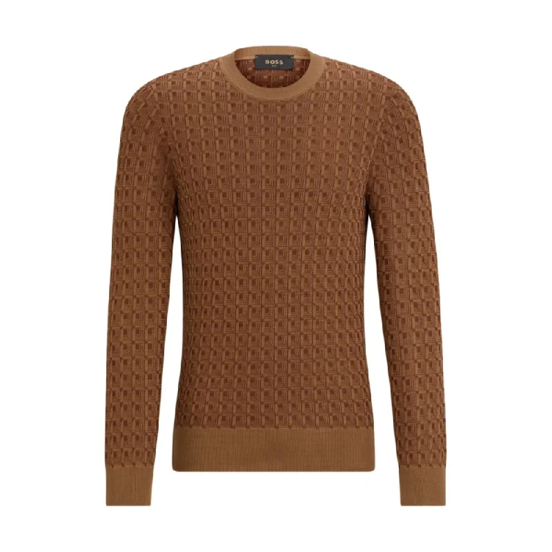 Stylish Fit Regular-fit sweater in silk with geometric structure