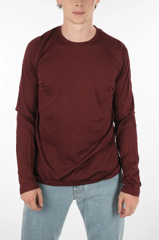 Warm And Comfortable Corneliani Solid Color Silk Crew-Neck Sweater