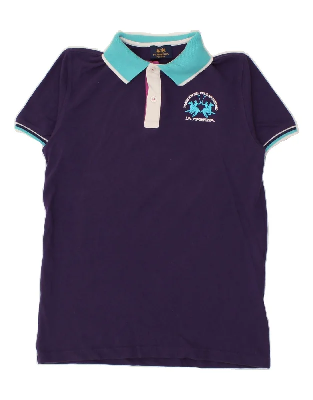 Everyday Outfits LA MARTINA Boys Graphic Polo Shirt 11-12 Years Purple Cotton