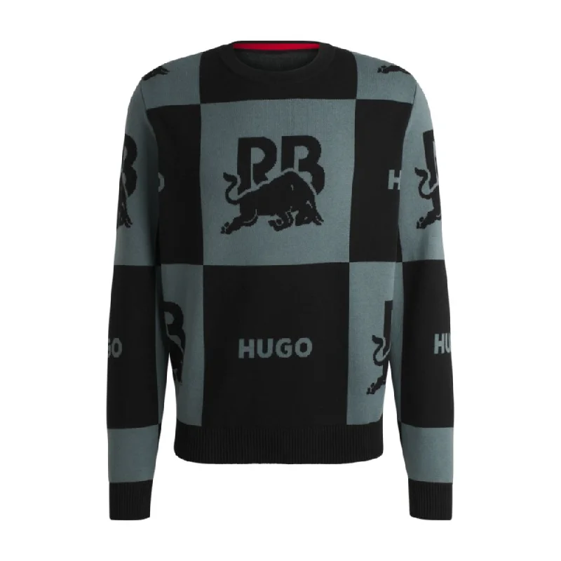 Trendy Dresses HUGO x RB checkerboard cotton sweater with bull motif