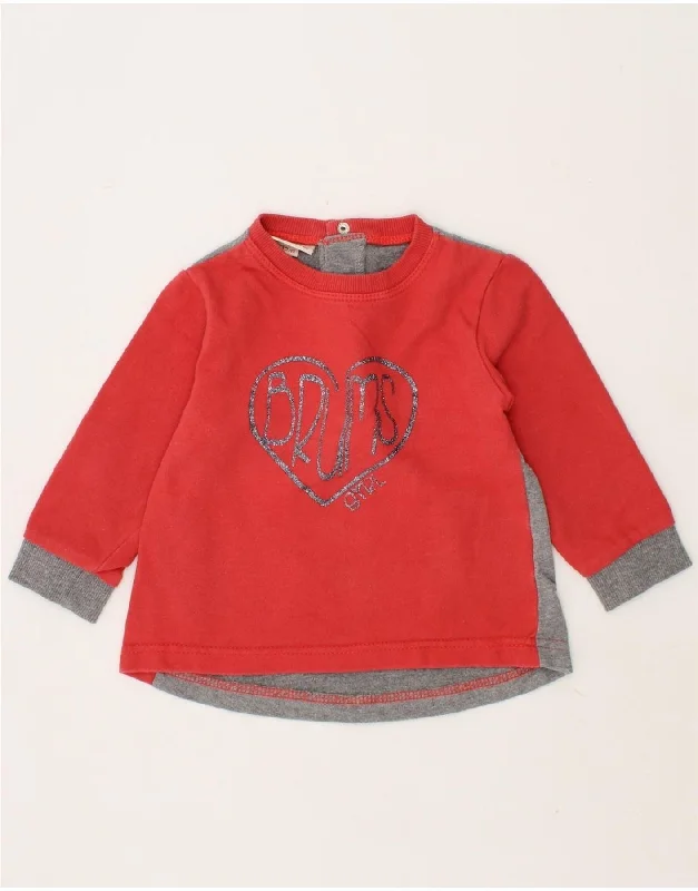 Personalized Outfit BRUMS Baby Girls Graphic Sweatshirt Jumper 9-12 Months Red Colourblock