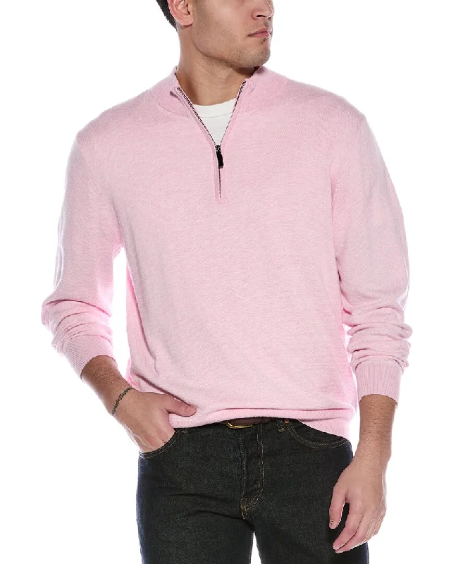Chic Outfits Alashan Birdseye Cashmere-Blend 1/4-Zip Mock Sweater