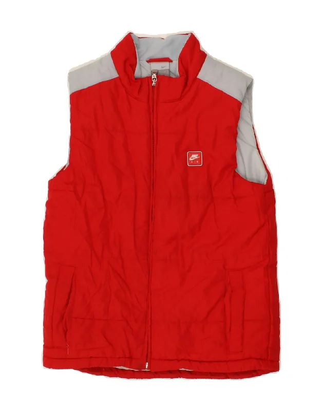 Versatile Wear NIKE Boys Padded Gilet 8-9 Years Red Colourblock Polyester