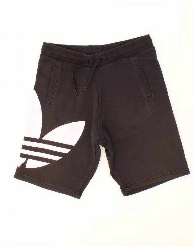 Comfy Pants ADIDAS Boys Graphic Sport Shorts 10-11 Years Black Cotton