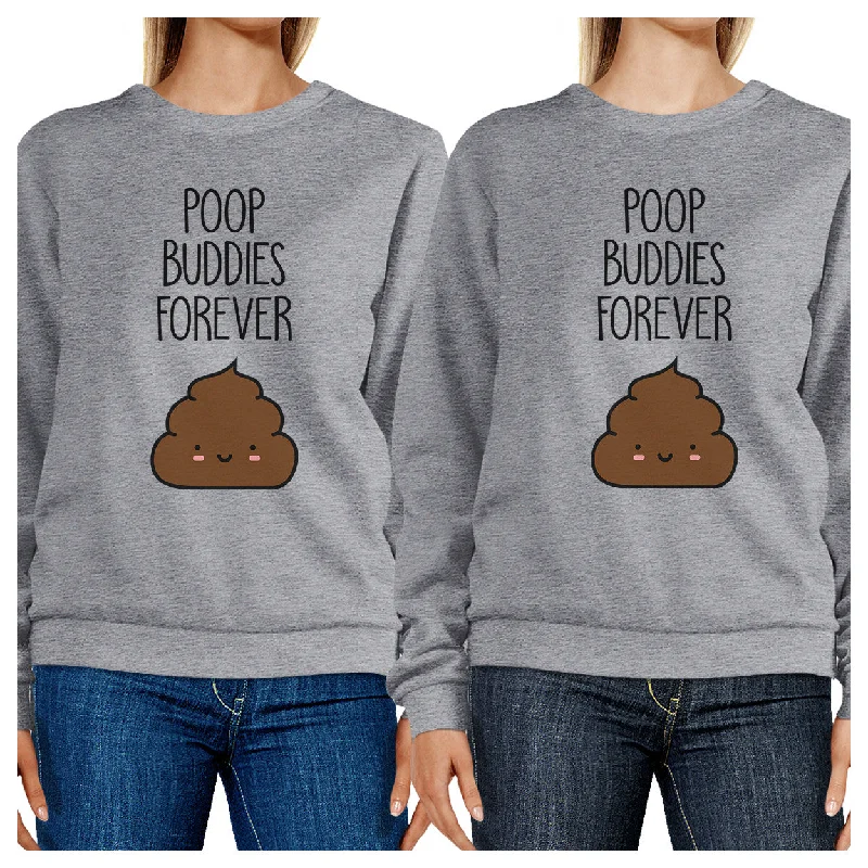 Street Charm Poop Buddies BFF Matching Grey Sweatshirts