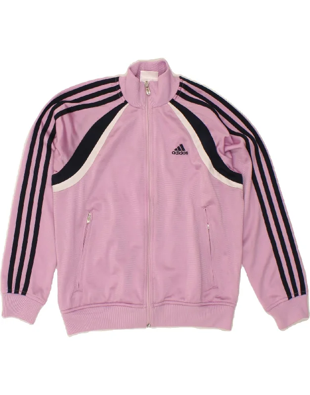 Cool Summer ADIDAS Girls Tracksuit Top Jacket 9-10 Years Pink Polyester