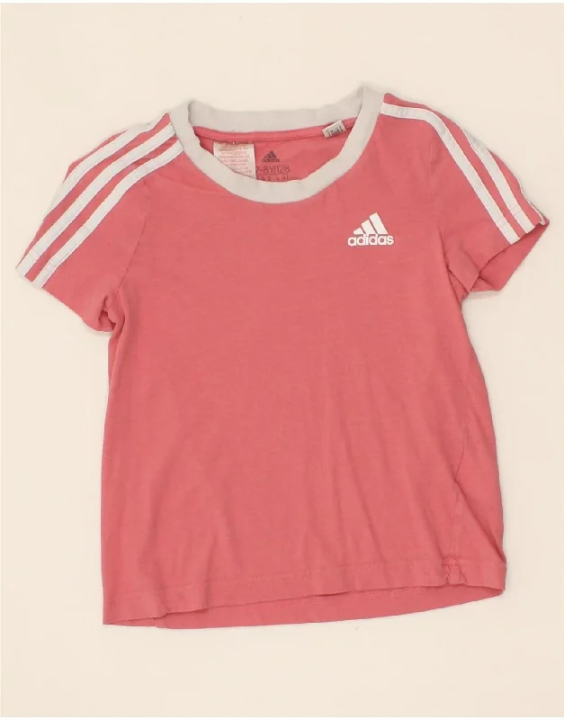 Soft Fashion ADIDAS Girls T-Shirt Top 7-8 Years Pink Cotton