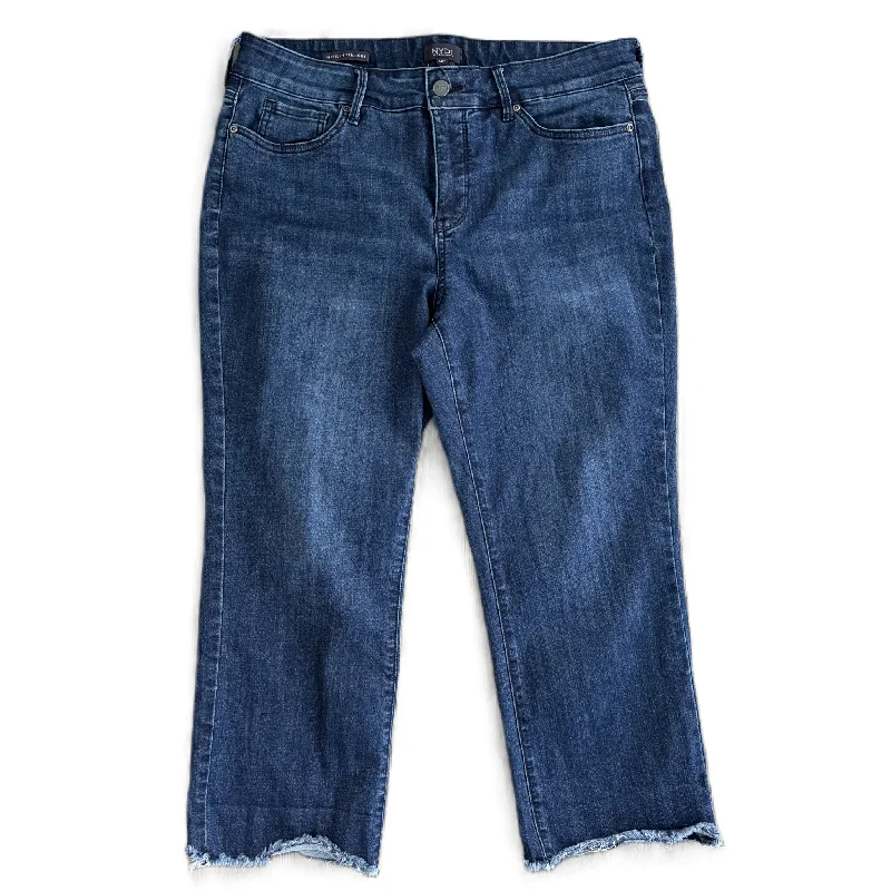 Minimal Style Jeans Cropped By Nydj In Blue Denim, Size: 14p