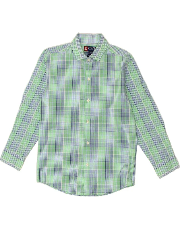 Simple Elegance CHAPS Boys Shirt 10-11 Years Medium  Green Check Cotton
