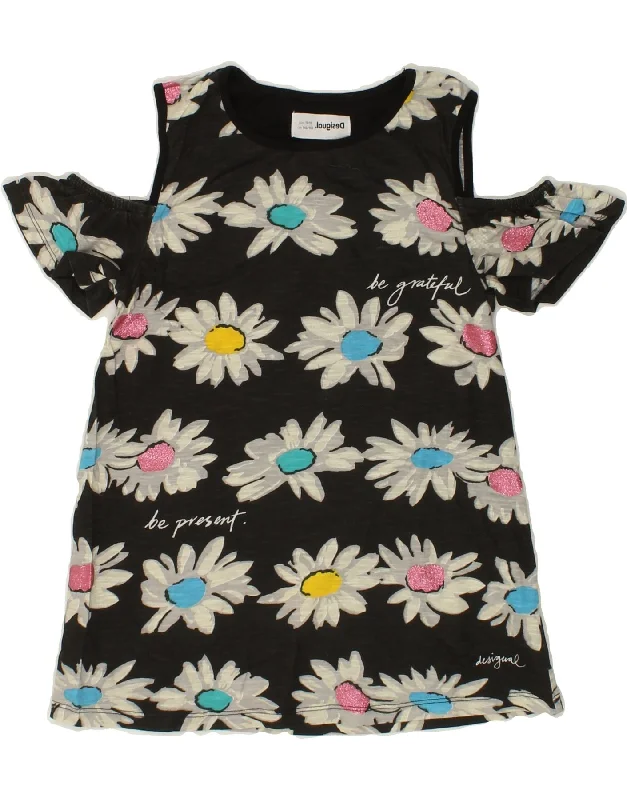 Sporty Comfort DESIGUAL Girls Blouse Top 11-12 Years Black Floral Cotton