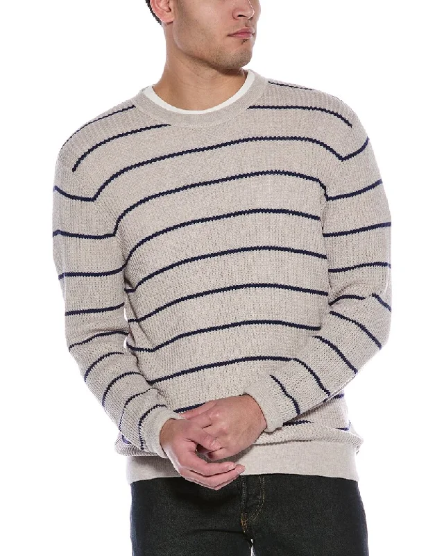 Lounge Chic Douglas Anthony Textured Stripe Cashmere-Blend Crewneck Sweater