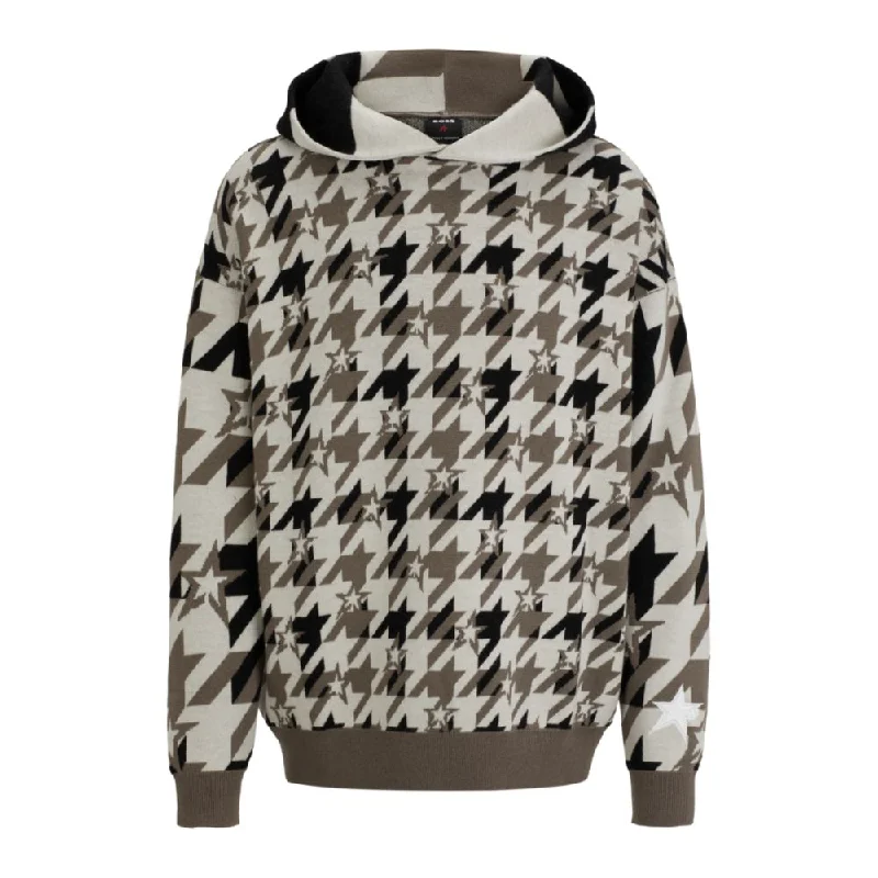 Hooded design BOSS x Perfect Moment knitted-wool hoodie with houndstooth pattern