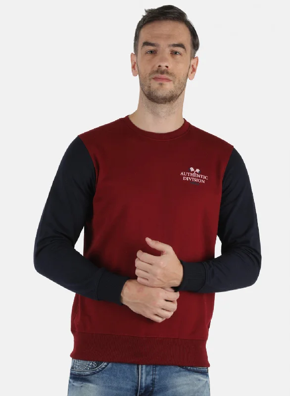 Soft Wear Men Maroon Printed Sweatshirt