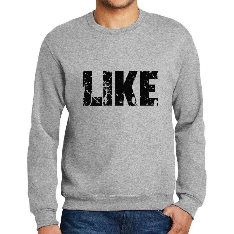 Elegant Outline Men's Printed Graphic Sweatshirt Popular Words LIKE Grey Marl