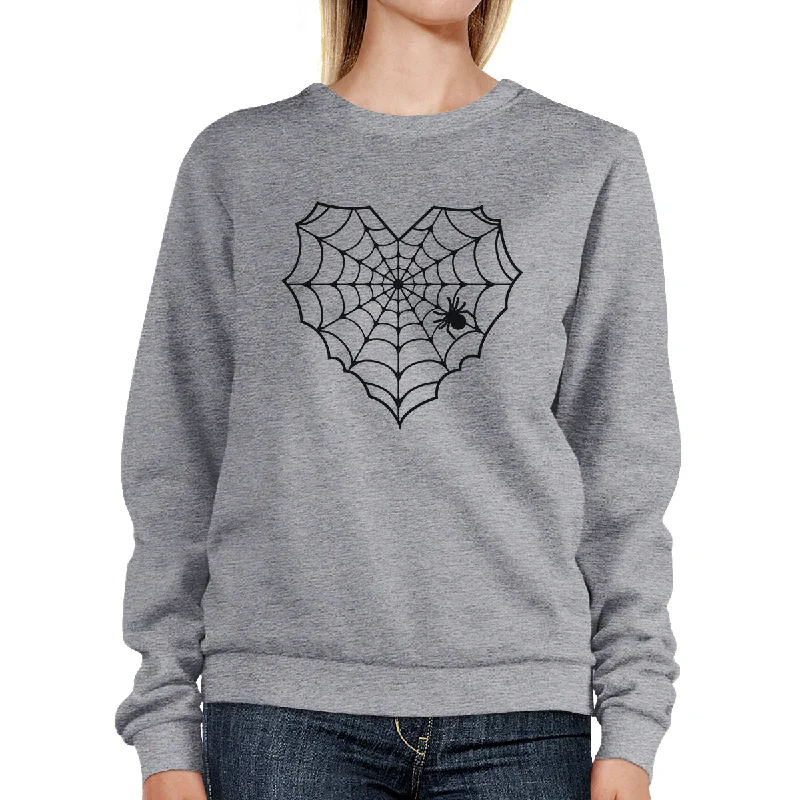 Classic Items Heart Spider Web Grey Sweatshirt