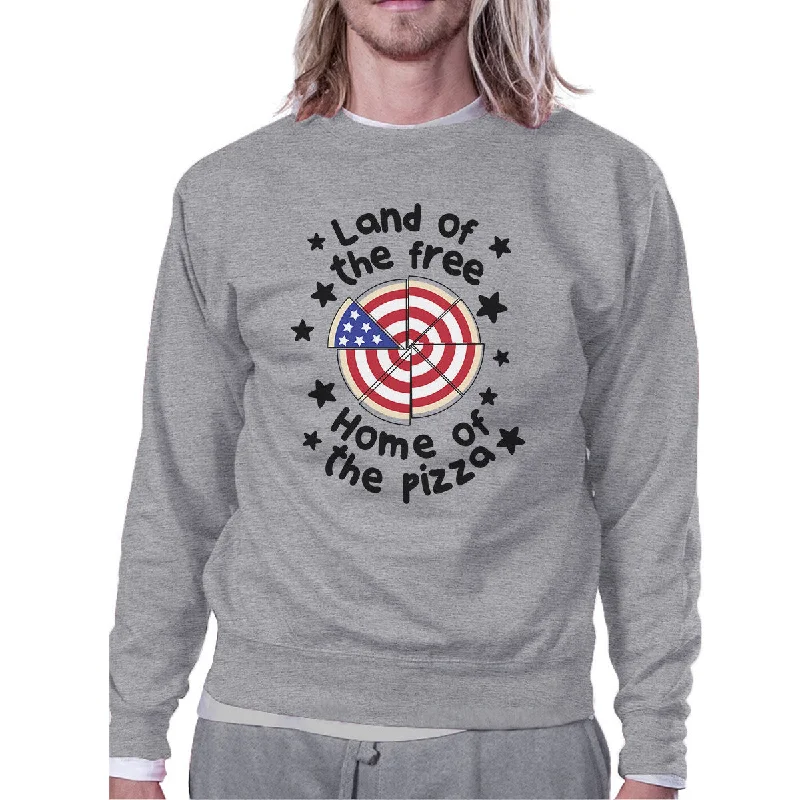 Warm Wear Home Of The Pizza Unisex Grey Funny Graphic 4th Of July Sweatshirt
