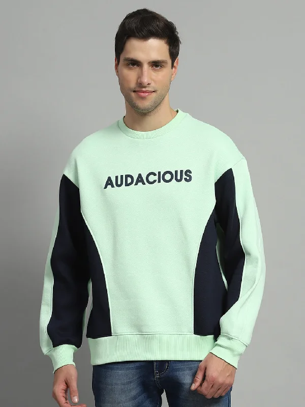 Fashionable Items Men Green Printed Round Neck Full Sleeve Sweatshirt