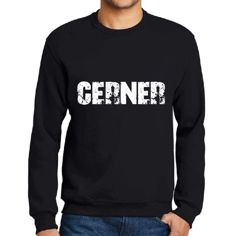 Advanced Design Men's Printed Graphic Sweatshirt Popular Words CERNER Deep Black