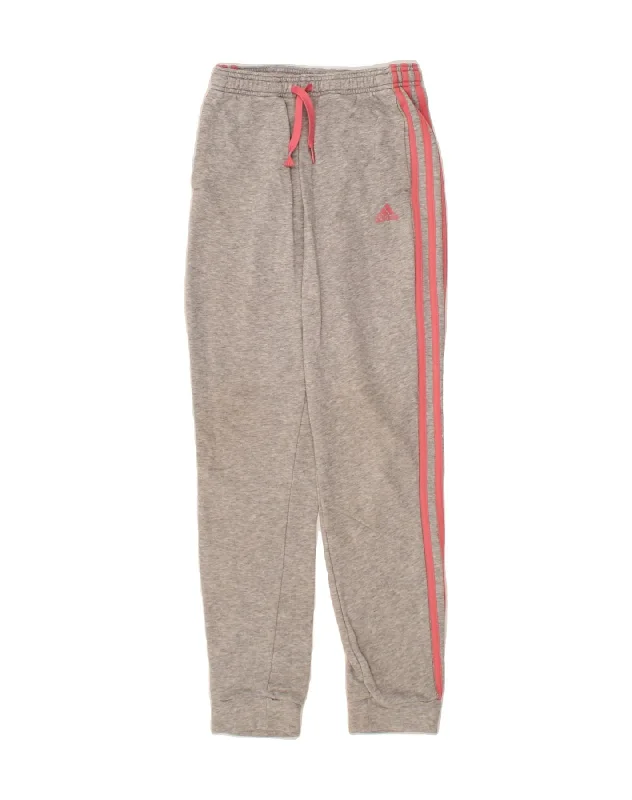 Classic Retro ADIDAS Girls Tracksuit Trousers Joggers 11-12 Years  Grey Cotton