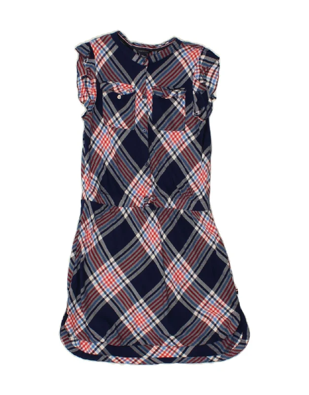 Cozy Chic TOMMY HILFIGER Girls Sleeveless Shirt Dress 15-16 Years Navy Blue Check