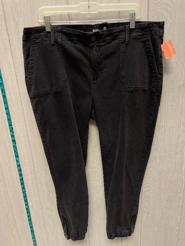 Effortless Wear Jeans Cropped By Paige In Black Denim, Size: 18