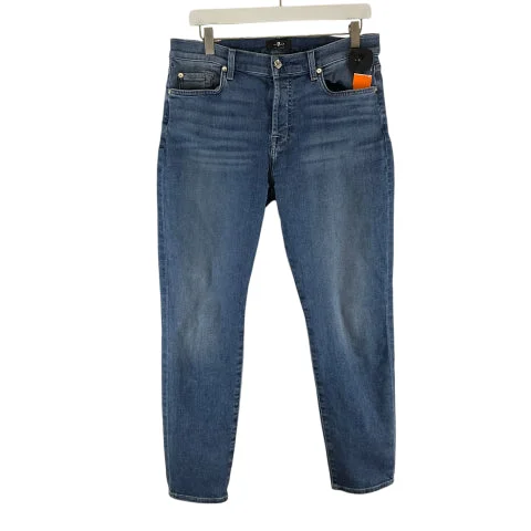 Stretch Design Jeans Skinny By 7 For All Mankind In Blue Denim, Size: 6