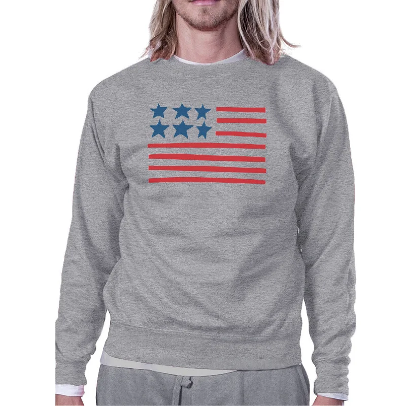 End Of The Year USA Flag Cute American Flag Design Sweatshirt Unisex Grey Fleece