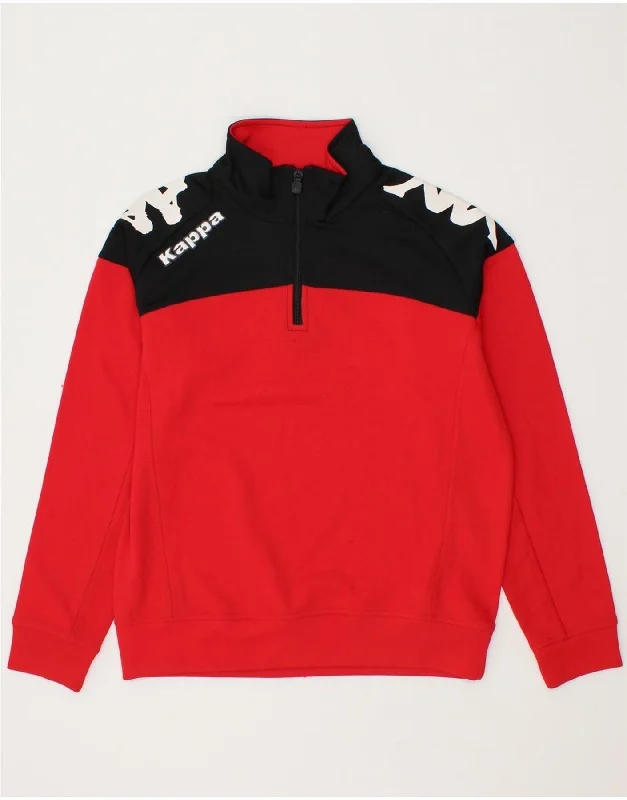 Smart Comfort KAPPA Boys Graphic Zip Neck Sweatshirt Jumper 13-14 Years Red Colourblock