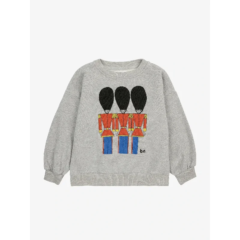 Loose Fit Bobo Choses Little Tin Soldiers Sweatshirt - Light Heather Grey