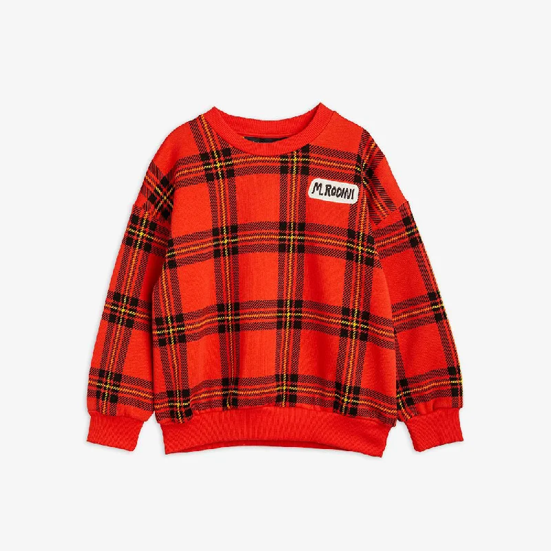 Classic Retro Mini Rodini Check AOP Sweatshirt Red