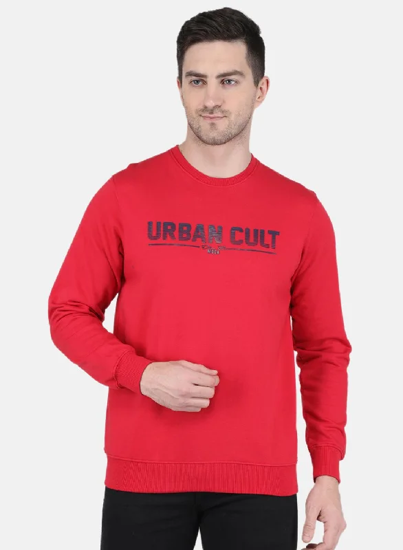 Luxe Comfort Men Red Solid Sweatshirt