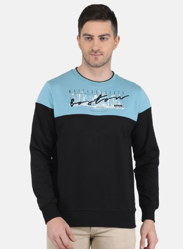 Relaxed Style Men Black Solid Sweatshirt