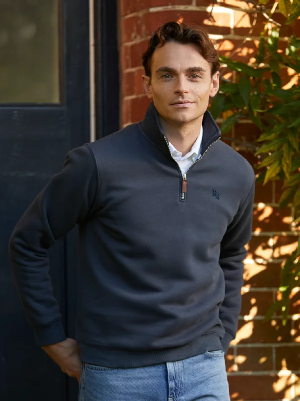 Denim Design Tuckenhay Unisex Quarter Zip - Washed Navy