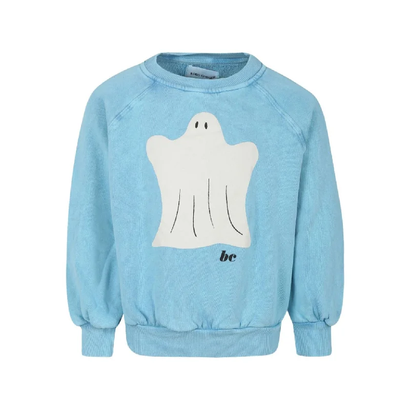 Lazy Style Bobo Choses Funny Ghost Ranglan Sleeve Sweatshirt - Light Blue