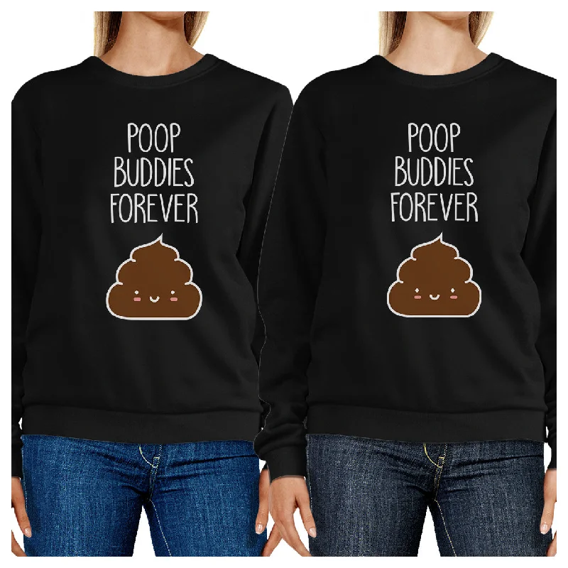 Stretch Design Poop Buddies BFF Matching Black Sweatshirts