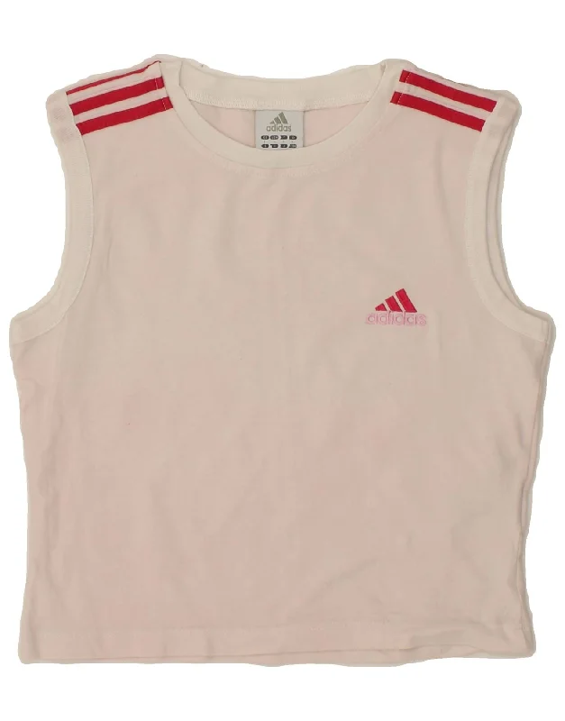 Hooded design ADIDAS Girls Vest Top 8-9 Years Large  Pink Cotton