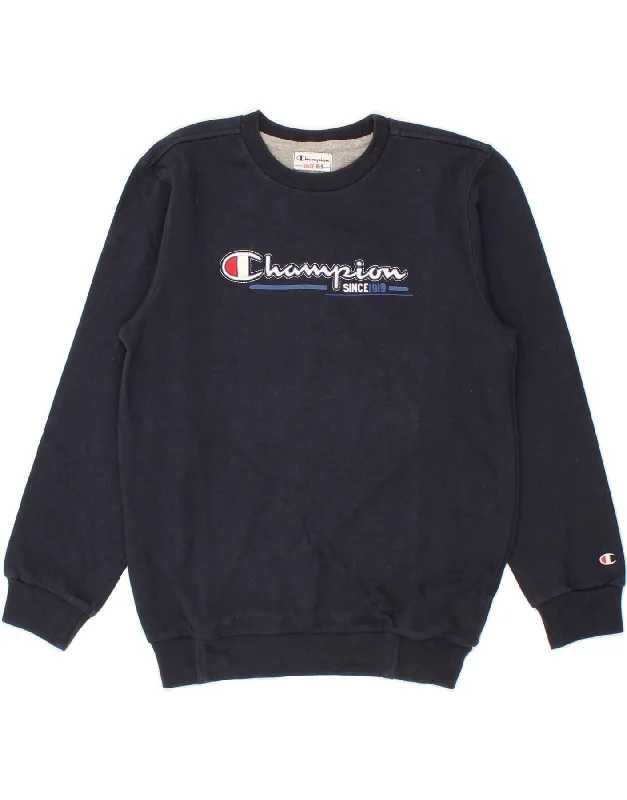 Versatile Itinerary CHAMPION Boys Graphic Sweatshirt Jumper 11-12 Years Large Navy Blue