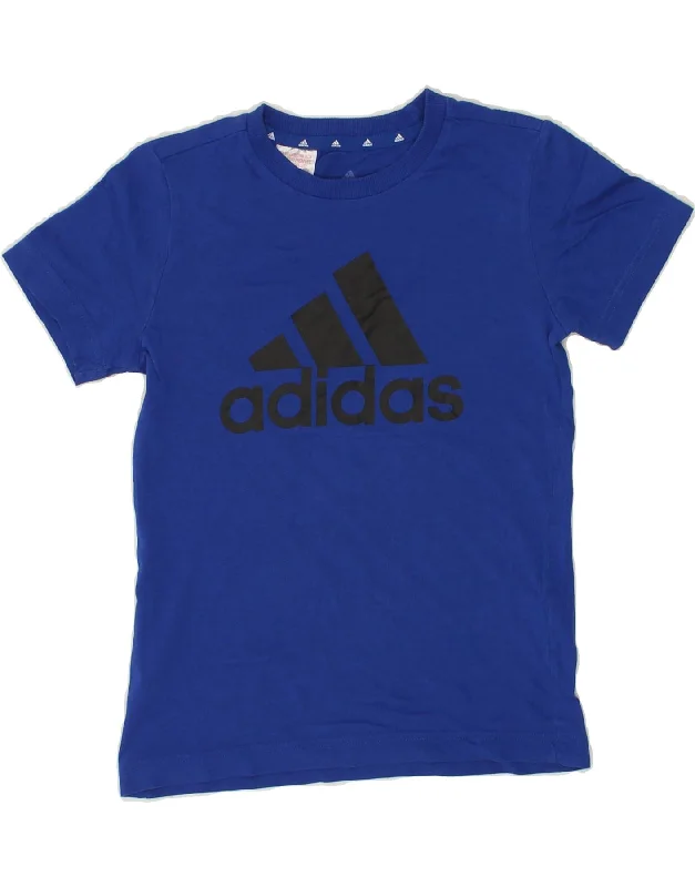 Sexy Fun ADIDAS Boys Graphic T-Shirt Top 9-10 Years Blue Cotton