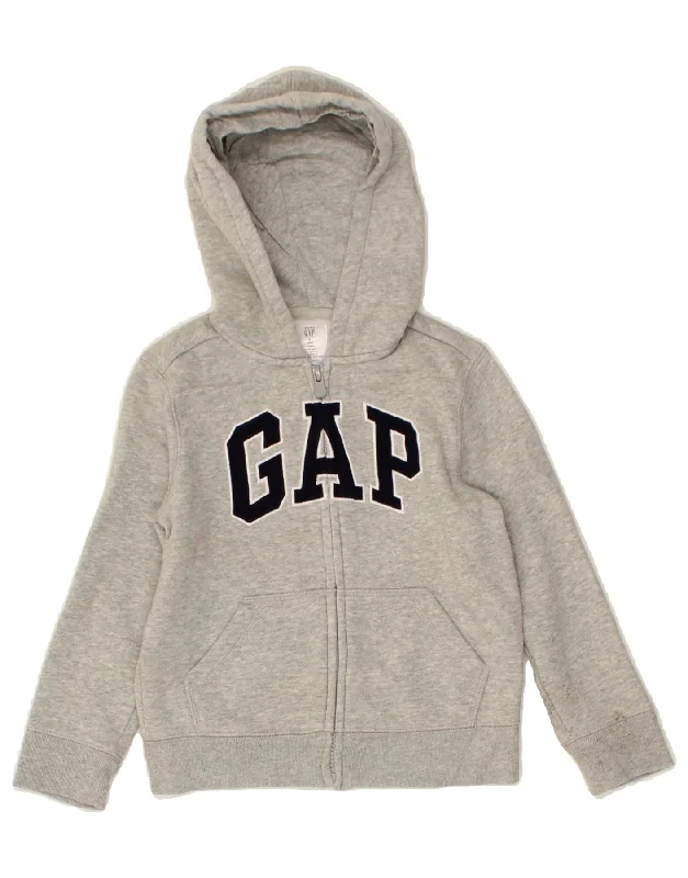 Fresh Comfort GAP Boys Graphic Zip Hoodie Sweater 4-5 Years Grey Cotton