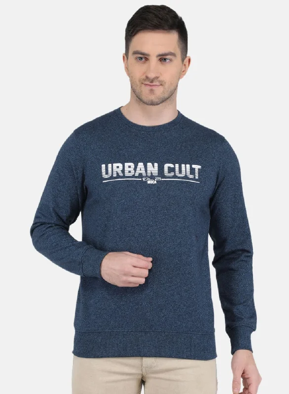 Basic Comfort Men Blue Solid Sweatshirt