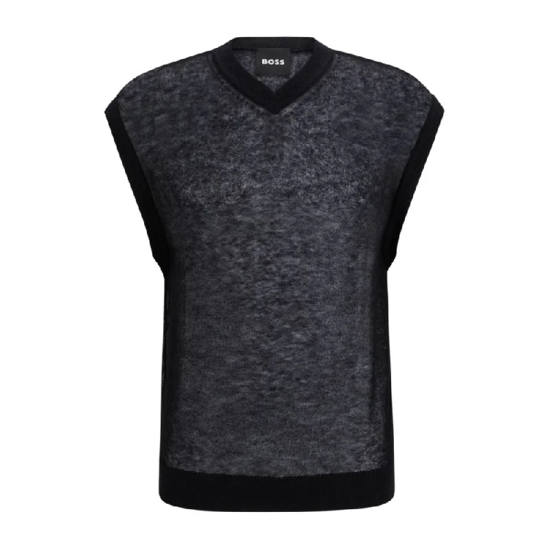 All-Day Style Regular-fit sleeveless sweater in a translucent knit