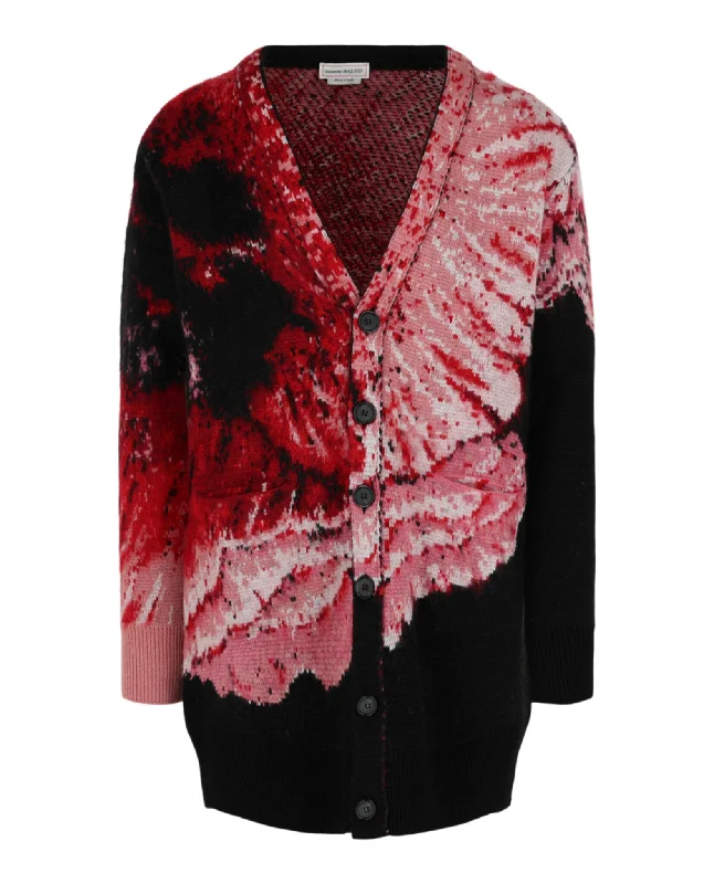 Stylish Jackets Flower Jacquard Oversized Cardigan Sweater