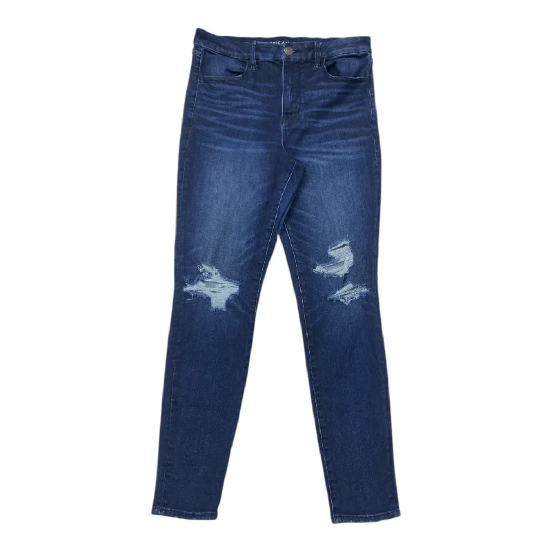 Casual Fit Wear Jeans Jeggings By American Eagle In Blue Denim, Size: 14
