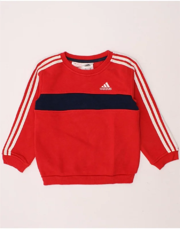 Simple Style ADIDAS Baby Boys Sweatshirt Jumper 18-24 Months Red Colourblock Cotton Simple Style ADIDAS Baby Boys Sweatshirt Jumper 18-24 Months Red Colourblock Cotton