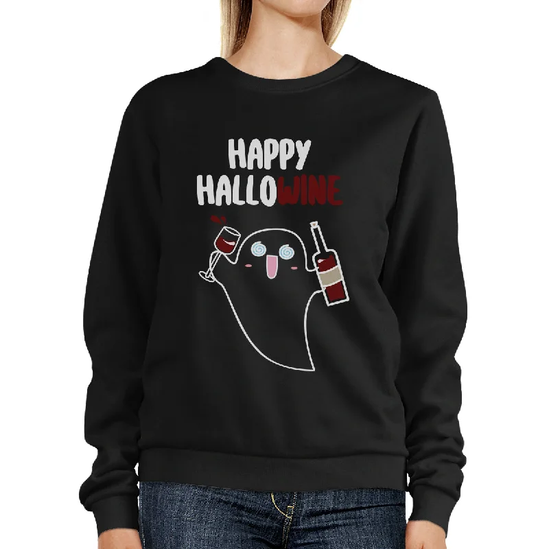 Light Layers Happy Hallowine Ghost Wine Black SweatShirt