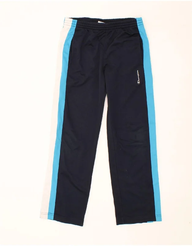 Versatile Style CHAMPION Boys Tracksuit Trousers 9-10 Years Medium  Navy Blue Colourblock