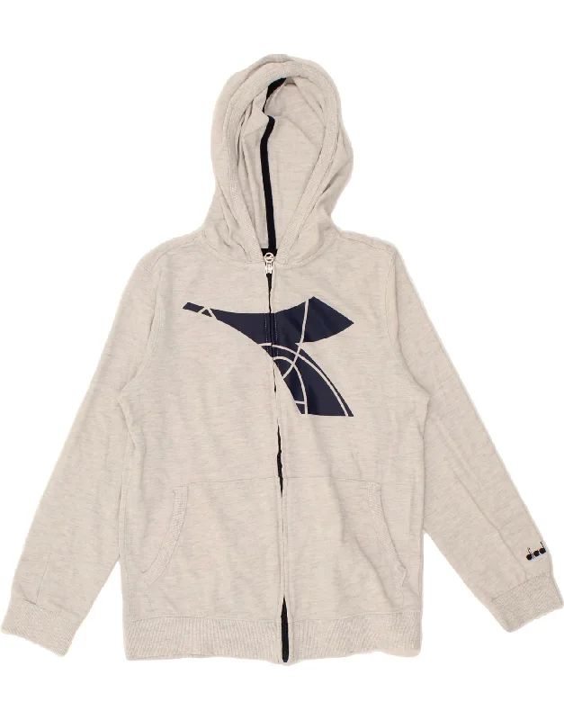 New Autumn And Winter Styles DIADORA Boys Graphic Zip Hoodie Sweater 11-12 Years XL Grey