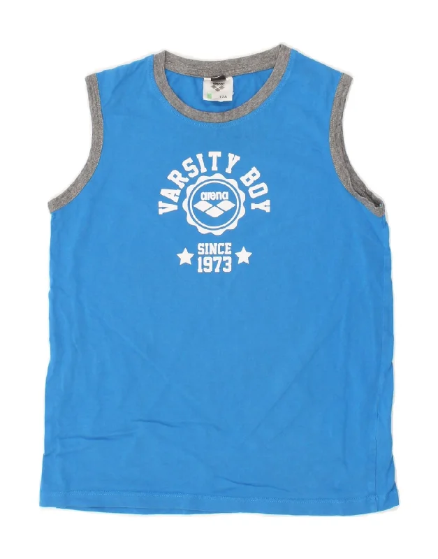 Embroidered Letters ARENA Boys Graphic Vest Top 11-12 Years Blue