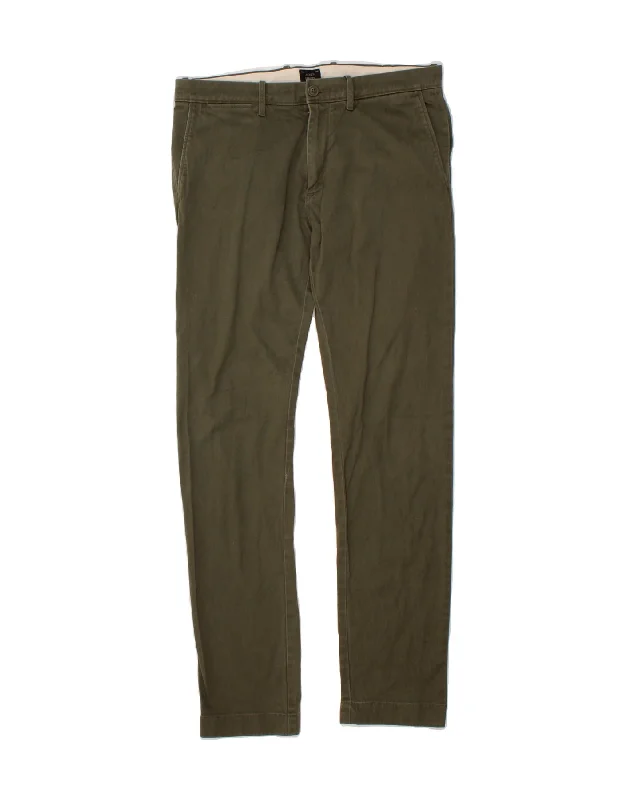 Minimal Classic J. CREW Mens Slim Chino Trousers W31 L32 Khaki Cotton